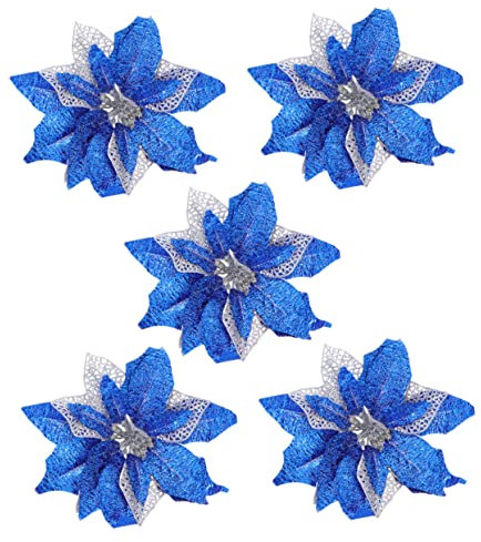 PRETYZOOM Weihnachtsstern Künstlich 15 Stück Weihnachtsblumen Weihnachtsbaum Blumen Girlanden Glitzernde Verzierungen Künstliche Weihnachtssterne Pflanzen Kranz Dekoration Girlande DIY