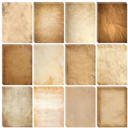 Include Vintage Paper Stationery, 96 Sheets Of Vintage Parchment Paper, letter Size 8.26 x 11 Inches, Double-Sided Printing Paper, and Various Designs