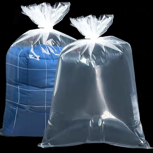 5 Stück extra große durchsichtige Aufbewahrungsbeutel, 100 x 150 cm große Plastiktüten, wiederverwendbare Umzugstaschen, durchsichtige Jumbo-Geschenkbeutel für Bettdecken, Kleidung, Bettwäsche, Koffer