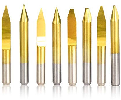 End Milling Cutter,Drill End Mill Bits Set,10pcs 45/60/90 Degrees TiN Coated PCB Engraving Bit V Shape Milling Cutter for PCB Machine 3D Flat Bottom End Mill(Degree45X0.4mm)