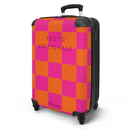 NoBoringSuitcases© Handgepäck Koffer Personalisiert | 55x40x20 cm - Reisekoffer mit Rollen, Leichtgewicht Hartschalenkoffer, Trolley Kabinengepäck Block Style in 6 Farben, Koffer