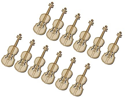 BESTonZON 12stücke Mini Holz Violine Deko Teilig Für Puppenhaus Und Wohnaccessoires Handgefertigte Miniatur Musikinstrumente Realistische Holzornamente Für Kreative Dekoration