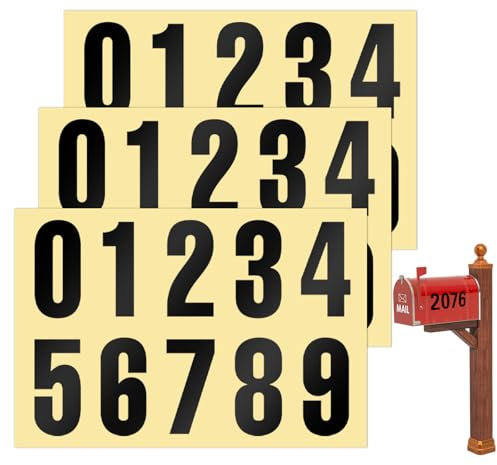 3 Blatt Klebezahlen Wetterfest, 10 cm Zahlen Aufkleber Groß, 0–9 Hausnummer Aufkleber, Reflektierende Vinyl Aufkleber Zahlen, Briefkasten Number Stickers für Mülltonnen,Türschilder,Aufbewahrungsboxen