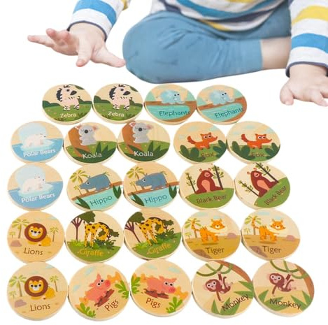 Gedächtnisspiel aus Holz, frühzeitiges Lernspielzeug für Kinder, Tierpuzzle für Kleinkinder, hilft beim Trainieren von Aufmerksamkeits- und Gedächtnisfähigkeiten für Kinder und Kinder