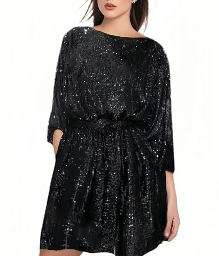 FDHBDF Cocktailkleider, Paillettenkleider für Damen, Festliche Abendkleider, Lange Glitzerballkleider, Langärmelige Kleider für Hochzeitsgäste, Elegante Enge Clubkleider，Kleider, Die Die Taille Betone