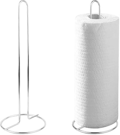 Kitchen Roll Stand Freestanding Chrome Finish - Paper Towel, Tissue Pole Holder, Stainless Steel, Kitchen Dispenser, Blue Roll, Counter Top Organiser, One Size
