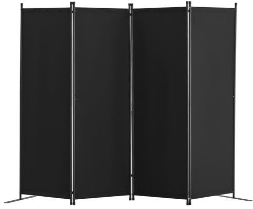 VEVOR Room Divider, 4 Panel Room Dividers and Folding Privacy Screens, Fabric Partition Room Dividers for Office, Bedroom, Dining Room, Study, Freestanding, Black