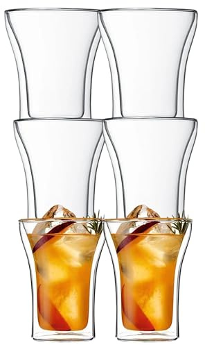 Panlouting 6 Pack | Espresso Schnapsgläser Kaffeetasse 100ml | Doppelwandige Espressotassen | Thermoisoliert | Perfekt für Kaffee, Latte, Cappuccino, Americano, Tee, Desserts