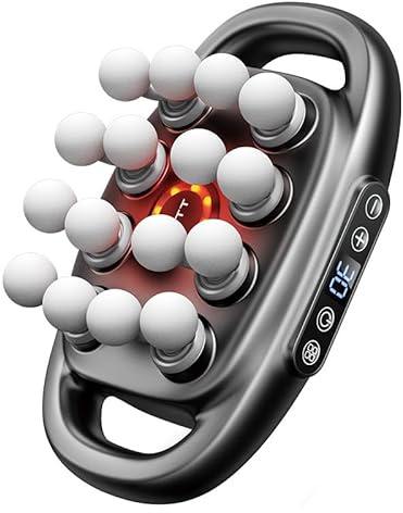 Kouamor Upgrade 8/16 Heads Massage Gun, 3 Modes 30 Speeds, Deep Tissue, Type-C Recharge, Whole Body Muscle Massage, Grey