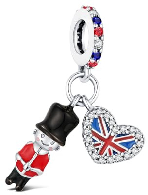 KEQ Silber Kollektion Reise Hobby Charm Anhänger für Pandora Armbänder | 925 Sterling Silber Germany Beer Abzeichen Charm Anhänger Souvenir Abschiedsgeschenk für Urlaub, Auslandsreise, Work Travel