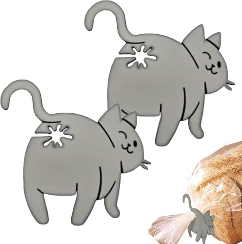 Cat Butt Bread Clip - 2pcs Bag Clips for Food Storage, Funny Food Clips, 3D Printed Bags Holder, Cat Shaped Bread Bag Clip, Novelty Kitchen Gadgets for Kitten Lovers, Quirky Home Decor