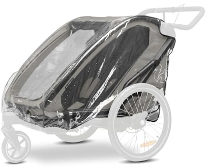 hauck Bike N Walk Duo Plastico Lluvia Remolque Bicicleta Infantil – Cubierta Impermeable con Ventilación - Reflectores- Fácil de Poner y Quitar - Plegable - Transparente