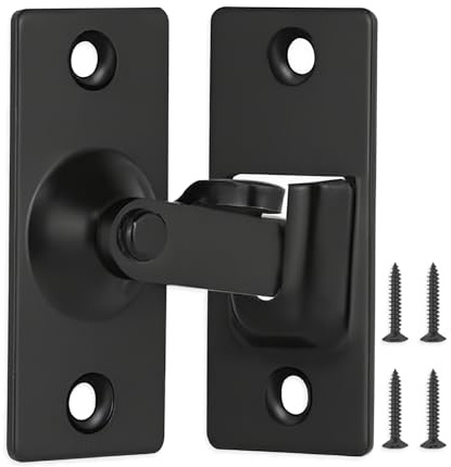 REMMUSSS Verrou Porte Coulissante, 90 Degrés Loquet de Porte en Acier Inoxydable, Loquet de Porte Coulissante à Rabat, Verrou de Sécurité pour Porte Fenêtre Armoire à Vin Jardin, Noir Mat