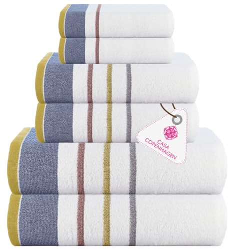 CASA COPENHAGEN White bay Asciugamano in Cotone Egiziano da 600 gsm per Hotel Spa Cucina Bagno Set di 6 2 Panni da Bagno 2 Mani 2 Lavaggi - Grigio antracite