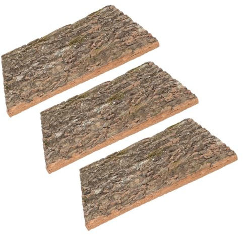 FOMIYES 3 Pièces Fond en Morceaux D'écorce de Liège Naturel pour Terrarium Reptile, Tapis d'escalade Vert en Liège, Décor Rustique pour Habitat de Reptiles et Serpents