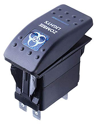 Mintice Auto 12V 20A LED Blu Luce Pannello Interruttore a Bilanciere Interruttore a Levetta Pulsante Cruscotto Impermeabile Camion 5Pin Zombie Light
