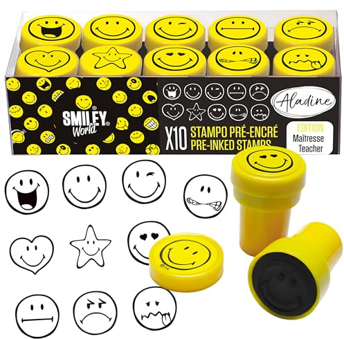 Aladine 3003626 Stampo Easy Smiley Stempelset, schwarz, gelb