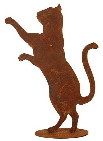 Rostiges Gartentier - Edelrost Tier: Stehende Katze auf Platte - Höhe 50cm - Rost Dekoration/Dekokatze/Katzendekoration