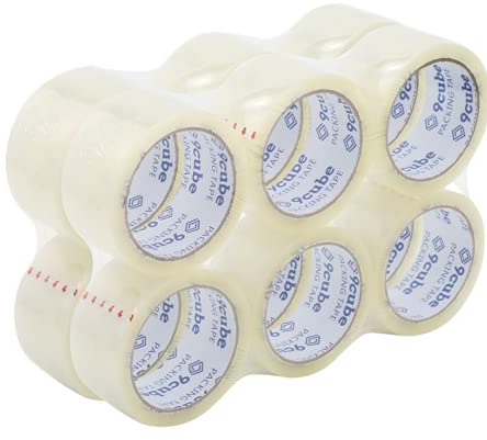 9Cube 12 Clear Packing Tape, Strong Thick Secure Water Resistant For Carton Moving Home, Parcel Packaging Shipping Postage, House Adhesive Cardboard Wrapping Sellotape,General Purpose Transparent