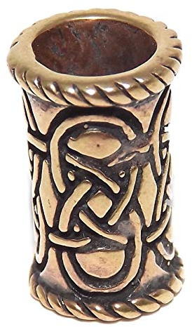 Knotwork Tube Viking Celtic Bronze beard bead Ring - Hair Jewellery