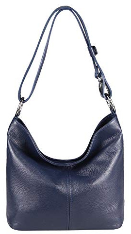 OBC Made in Italy Damen Echt Leder Tasche Metallic Shopper Hobo-Bags Blumen Schultertasche Umhängetasche Handtasche Henkeltasche Ledertasche Damentasche Silber