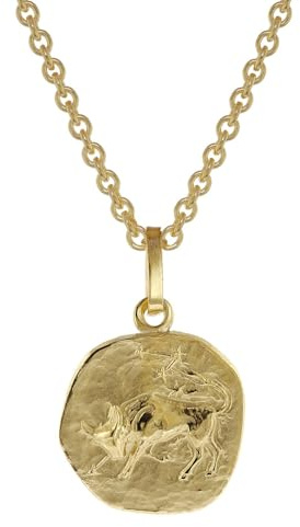 trendor Sternzeichen für Kinder Stier Gold 333 Anhänger + Halskette | Tierkreiszeichen, liebevoller Halsschmuck für Mädchen und Jungen,