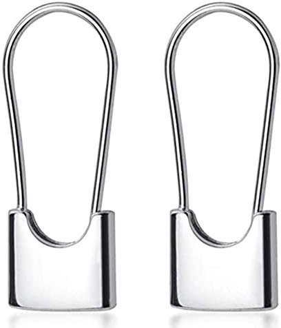 Niedliche Sterling Silber Sicherheitsnadel Kleine Creolen für Frauen Mädchen Männer Knorpel Minimalistische Schläfer Creolen Leicht Personalisierte Schloss Baumeln Tropfen Modeschmuck Geschenke 24 mm,