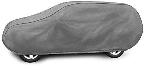 Autoabdeckung Wasserfest & Extrastark Vollgarage Autoplane Abdeckplane gegen Regen Schnee Wind UV-Strahlung Laub und Anderen Schmutz Autogarage Autohülle Grau, XL SUV L: 450-510 cm/H: 150-160 cm
