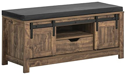 SoBuy FSR118-N Schuhbank mit Schiebetüren Truhenbank Sitzbank mit Stauraum Schuhregal Garderobenbank Dielenbank Bettbank Schuhtruhe Sitzkommode Lowboard BHT ca.: 101x46x35cm