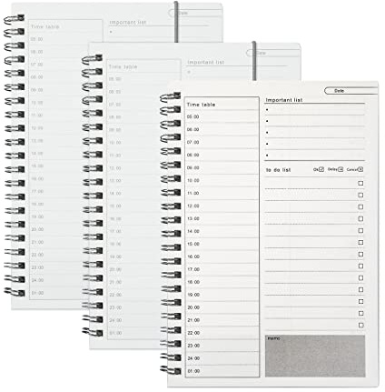 Zeitmanagement Handbuch Aufgabenliste Tagesplaner Spiralblock Notizblock Transparentes PVC Cover Tagesplanung Notizbuch 100 Seiten/50 Blatt 19 x 13 cm (3 Stück)