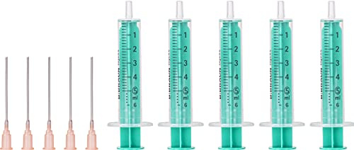 MedixX 5 st. sprutset med trubbig nål, olika storlekar för hobby och hemmafix – sprutor individuellt sterilt förpackade (5 x 5 ml sprutor och 5 x kanyler)