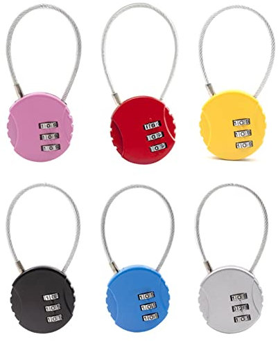 6 Pezzi Lucchetto a Combinazione, Lucchetto Lungo da Esterno Lucchetto Combinazione di Sicurezza, Lucchetto Armadietto Serrature con Combinazione 3 Cifre per Zaini, Valigia, Bagagli, Armadietto