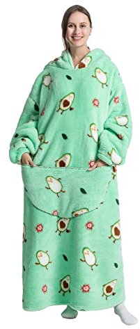 Seogva Extra lange tragbare Decke, Hoodie, übergroße Decke, Sweatshirt für Damen und Herren, super warm und gemütlich, riesige Kapuzendecke, dicke Flanelldecke mit Ärmeln und riesiger Tasche, Bomb