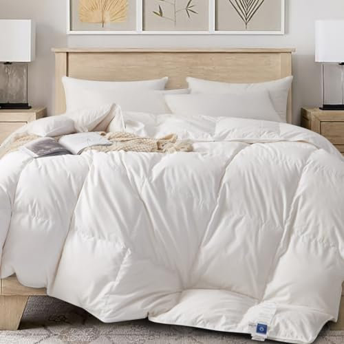 Royal Elite - Daunendecke King Size - Made in Canada All Season White Down Duvet Insert with Corner Tabs- RDS Certified- Oeko Tex Cotton Shell