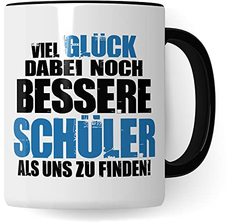 Lustige Lehrer Tasse mit Spruch Geschenk Lehrerin Kaffee-Tasse Kaffee-Becher Lehrer Geschenkidee Grundschule Tasse Abschied Lehrerin Abschiedsgeschenk Lehrer Gymnasium (Weiß/Schwarz)