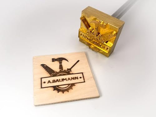 Dein Brandstempel elektrischer Schriftzug im Motiv Werkzeuge + Sägeblatt für Holz, Leder, Pappe - personalisiertes Brandeisen, individueller Brennstempel in 40 x 40 mm