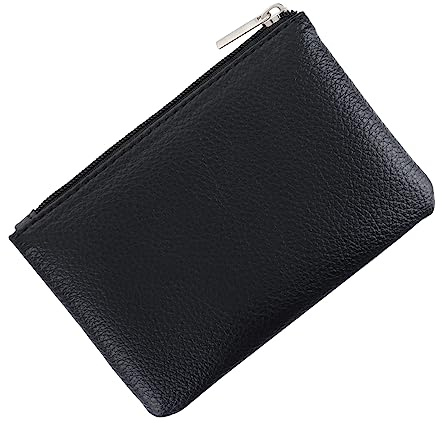 simarro Porte-monnaie portable en cuir végétalien avec motif litchi avec fermeture éclair, mini porte-monnaie pour femme pour cartes de crédit, billets, carte d'identité, clé, casque, rouge à lèvres,