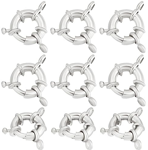 Beebeecraft 1 Box 10 Stück Federverschlüsse 925 Sterlingsilber Plattierte Runde Schließringverschlüsse Mit 2 Löchern Für Die DIY Schmuckherstellung