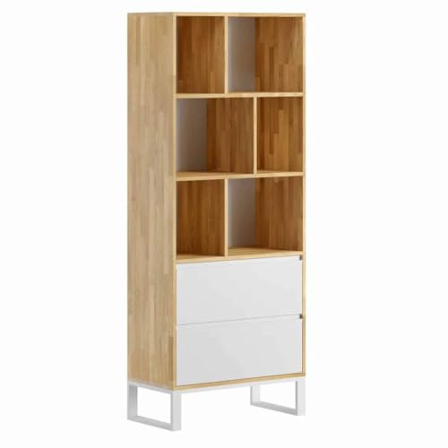 DEERHORN® Büroregal & Aktenschrank im Industrial-Design – Bücherregal aus Holz mit Regalen für Dokumente und Bücher, Industrieregal für Büro & Wohnraum, Weiß oder Schwarz