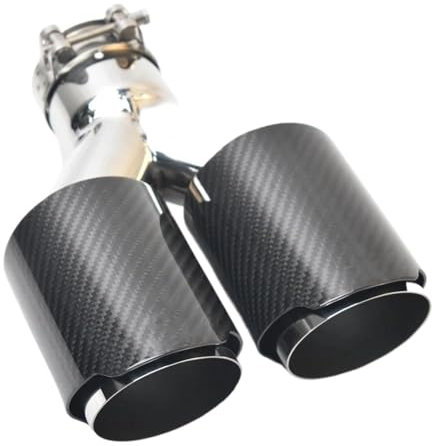 Auspuffrohr Auto Carbon Faser Glänzend Schalldämpfer Spitze Y Form Doppel Ausgang Auspuffrohr Schalldämpfer Düse Dekoration Universal Edelstahl W222 Spitze Auspuffblende (Farbe : 63MM IN -76MM OUT)