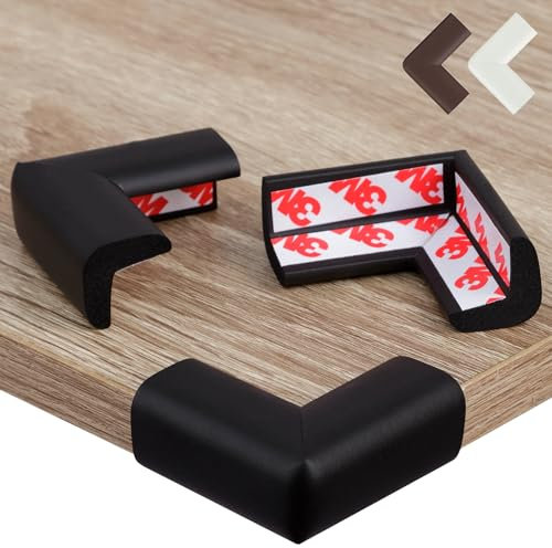 Hoffenbach 20 x Protector de Esquinas para Bebé – Protectores de Seguridad en Espuma para Bordes de Muebles y Mesa – Protección Infantil Autoadhesiva para Bebés y Niños en el Hogar - Negro