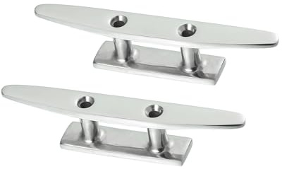 A ABSOPRO 2pcs 5 Stainless Steel Flagpole Cleat Hook Boat Deck Rope Cleats Item Replacement
