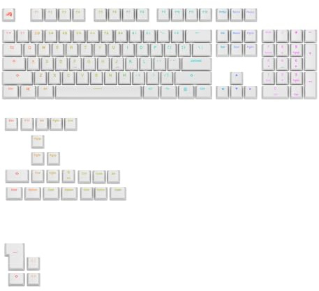 Glorious Gaming - GPBT Backlit Keycaps (White) Translucent Shine Through Legends, Fits 100%, 75% 65% 60% Custom Mechanical Gaming Keyboards, Fits ANSI, ISO, Windows & macOS, English (US)