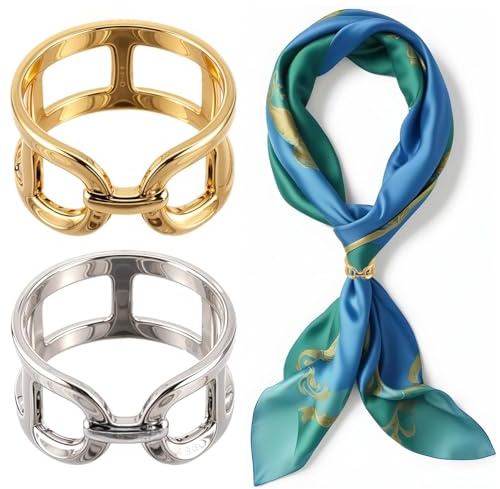 Anillo de chal de clip, 6 unidades, aleación, broches, cierre de bufanda, anillos para mujer, banda ancha, anillos de metal redondos, anillos de tela para bufandas, camisas, pañuelos y faldas (oro