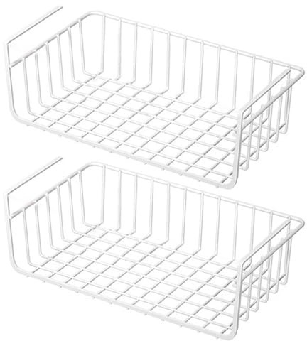 KDAMGOQE Unter dem Regalkorb unter Regal Drahtkorb 2pcs beschichtete Eisenschwerpunkt unter dem Regal Organizer Nicht-Schlupfhöhle 12.4 x 8,1 x 4,5 Zoll unter Schrankkorb für die Küche