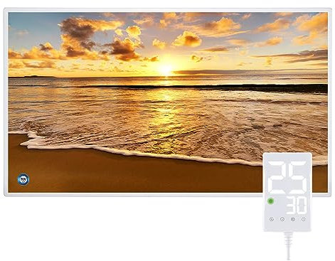 Hocosyme Infrarotheizung Bild 500W, 1-3 Min auf Betriebstemperatur bis 120 Grad - Geeignet für Schlafzimmer, Büro, Küche, Badezimmer - mit Touch-Thermostat - Strand