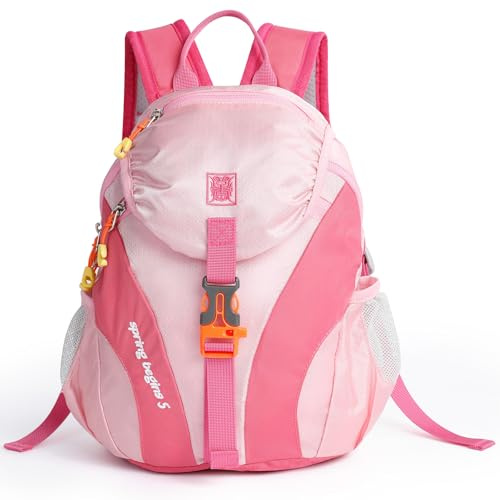 Cozary Zaino per Bambini All'Aperto, 5L Impermeabile Sportivo Adatto, Confortevole Zaino da Trekking per 1-3 Bambini, Design Traspirante, per Scuola, Viaggio e Sport, Rosa