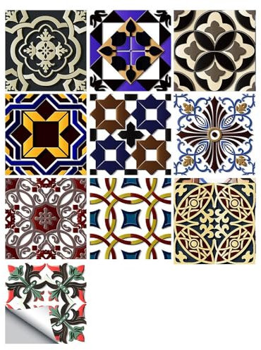 20 PCS Fliesenaufkleber Selbstklebende,Einfache Farbe,marokkanischer Stil,Fliesen Fliesenaufkleber für Bad und Küche Deko Wasserfest Fliesen Aufkleber,20x20cm