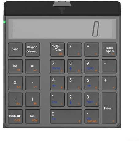 Blue-tooth - Teclado de calculadora, teclado numérico inalámbrico de 28 teclas con pantalla para MacOS para Windows, diseño portátil, material ABS (negro1)