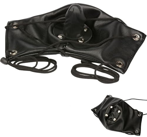 Mordaza Grande con Dildo de Silicona – Ball Gag de Cuero con Cuerda de Bondage y Analdildo, Sexspielzeug SM para Retención